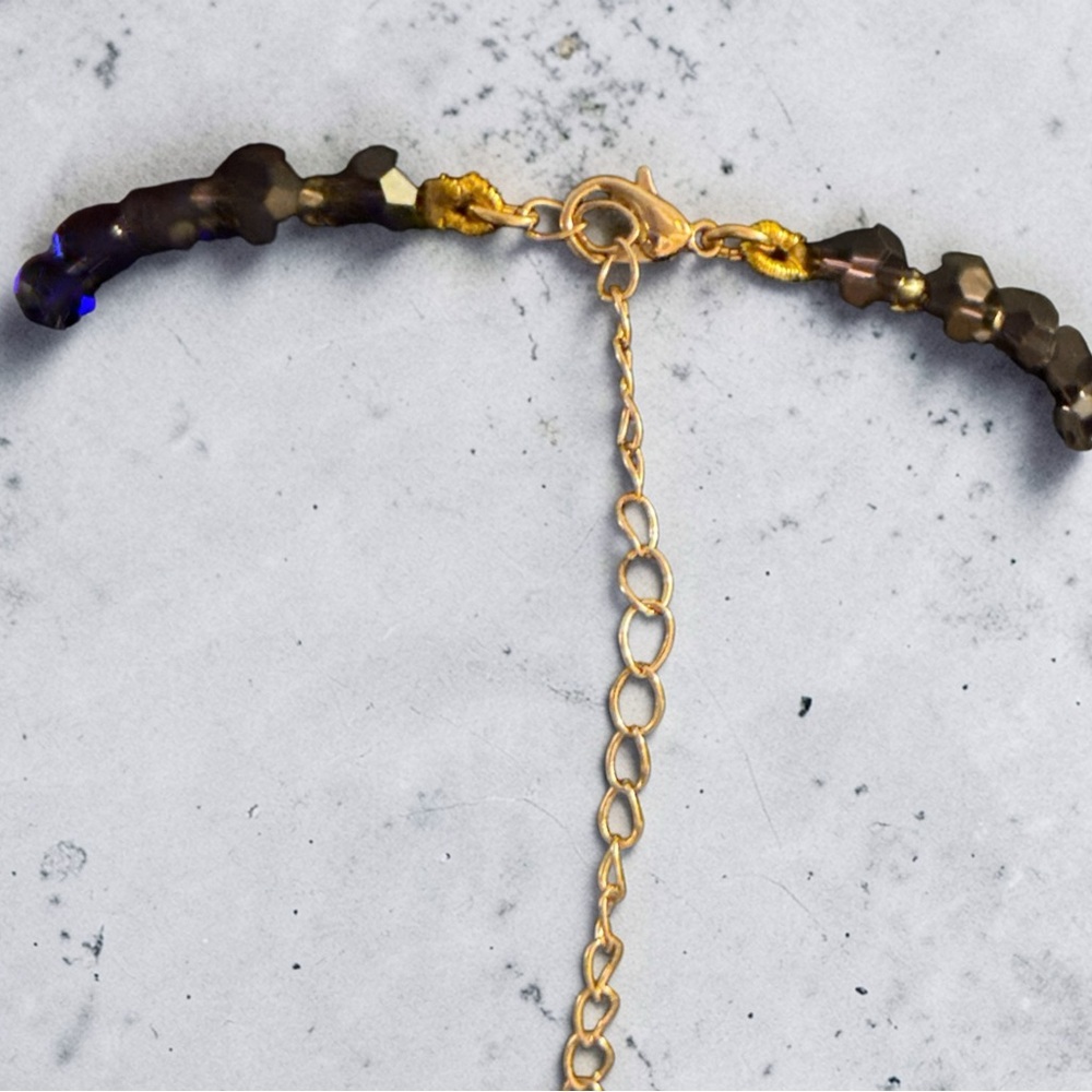 Kirk's Folly Purple Mermaid Cameo Necklace Gold Tone w/ Aurora Borealis Crystals - Picture 5 of 8